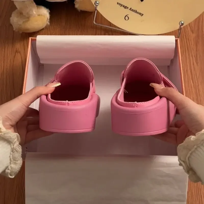 Comfortable all seasons easy to match with soft bottom women's slippers fashionable outdoor Roman sandals casual lazy half drag