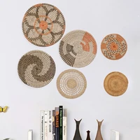 Rattan Wall Decor Hanging Woven Wall Plate Round Fruit Basket Boho Seagrass Decorative Trays for Living Room Bedroom Kitche 1