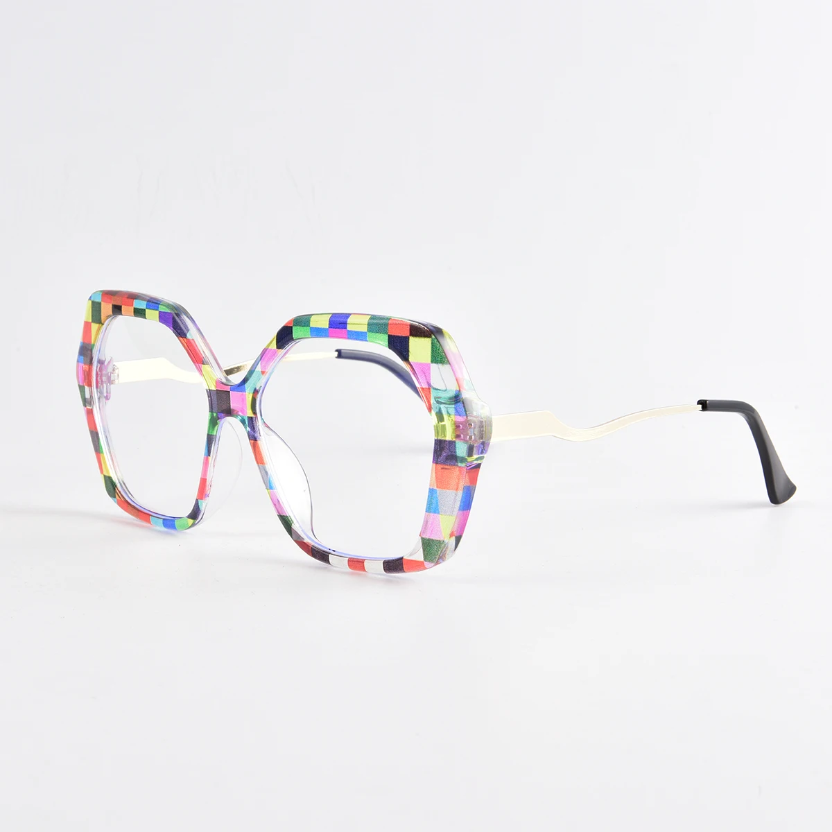 Anti Blue Light Glasses Fashion Eyeglasses Rhaegal Rainbow Hexagon Metal Frame