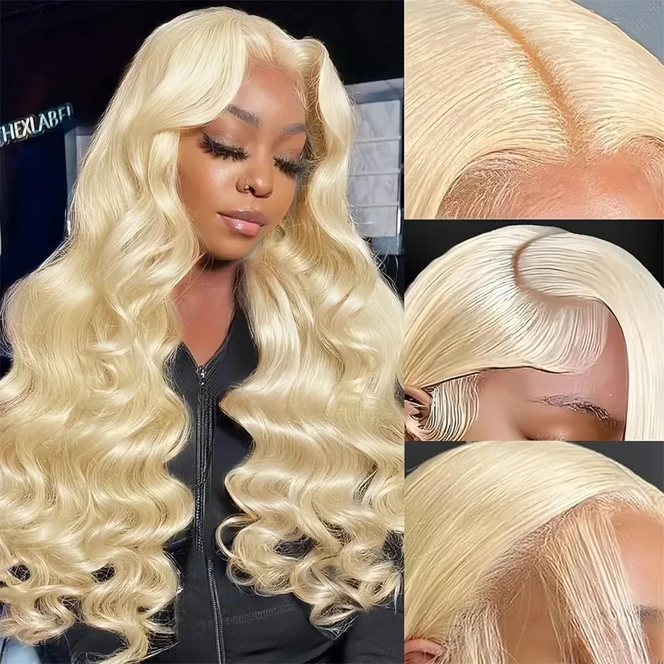 613 Hd Lace Frontal Wig 13x6 Body Wave Human Hair Wigs Brazilian 220 Density Pre Plucked Blonde transparent Lace Front Wig 30 In 3