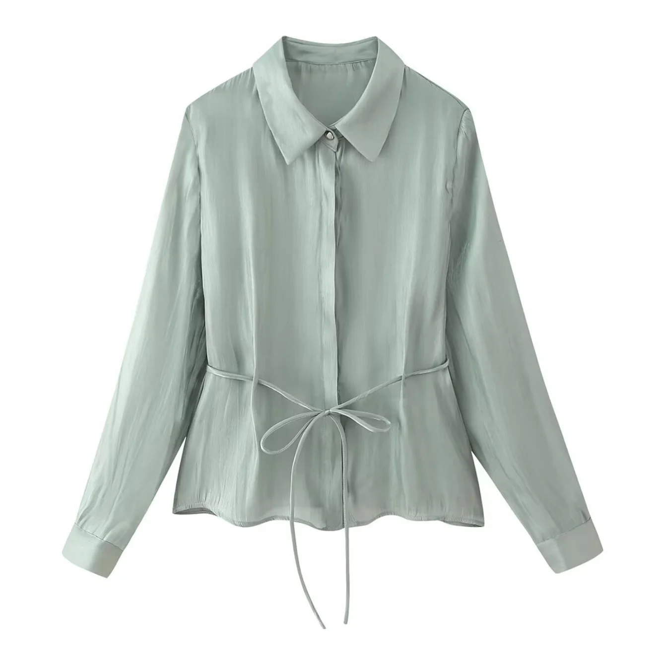 Women Elegant Bow Lace Up Shirt Female Casual Full Sleeve Lapel Single Breasted Shirts Lady Spring Autumn New OL Chic Blouses