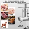 VEVOR Stainless Steel Commercial Meat Grinder, 5 Lbs/Min Capacity Electric Meat Grinders w/ Blade, Grinding Plate, Sausage Maker 4