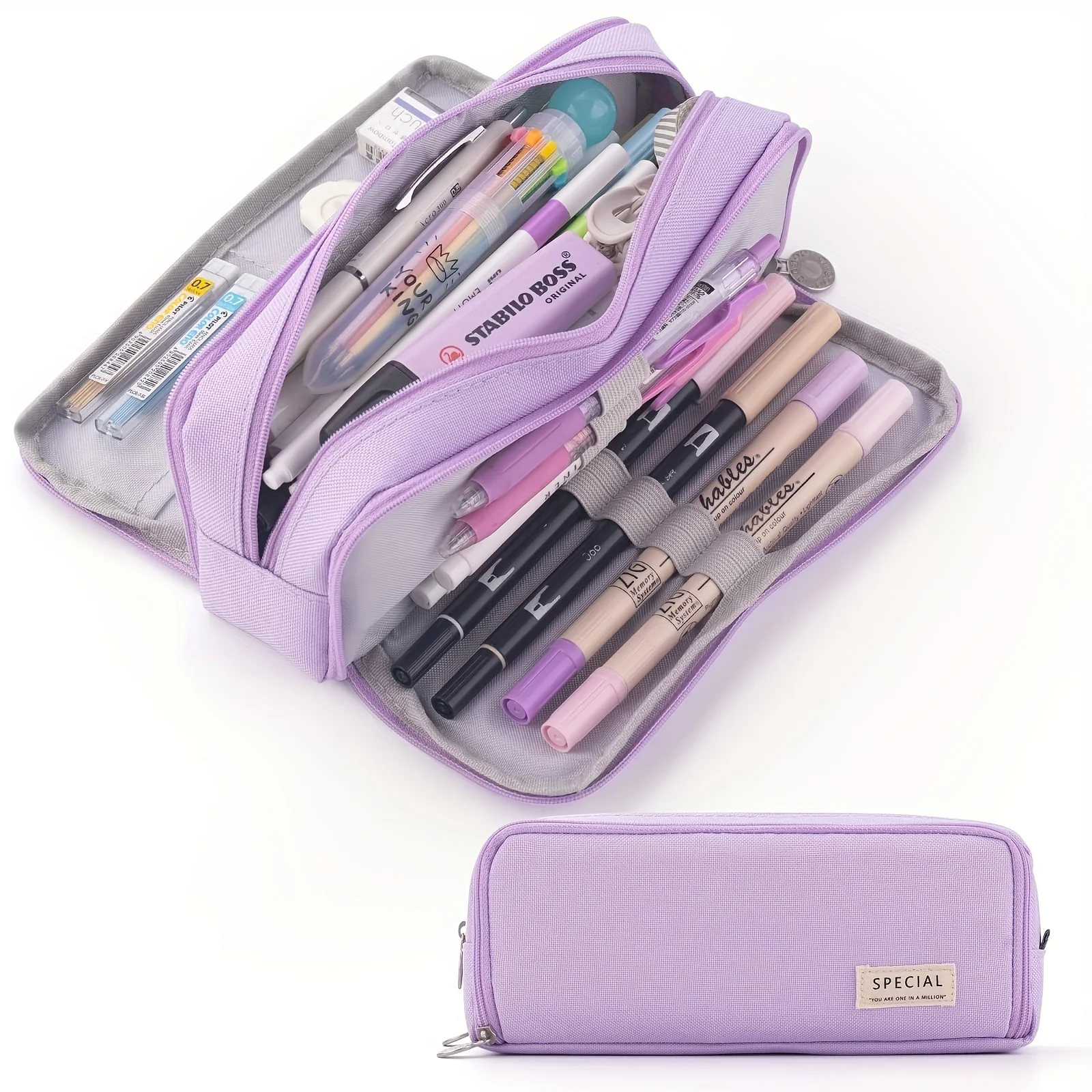 Chic Pink Multi-Layer Pencil Case - Durable & Spacious