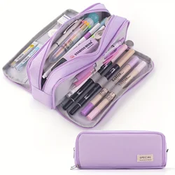 Chic Pink Multi - Layer Pencil Case - Durable & Spacious (PURPLE)