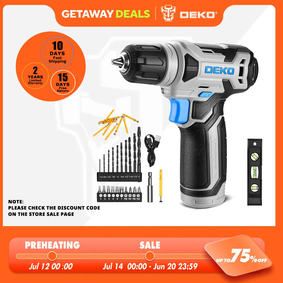 Tool Kit DEKO 8V Cordless Drill Set With 42pcs Accessories