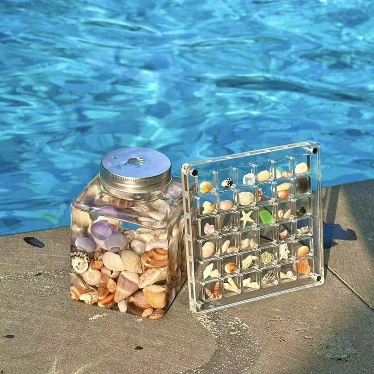 Acrylic Display Box Clear Magnetic Seashell Storage Jewelry Nail Display Container Organizers
