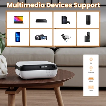 HAPPRUN Projector, native 1080P Bluetooth projector, portable outdoor, full HD mini projector, home bedroom speaker 6