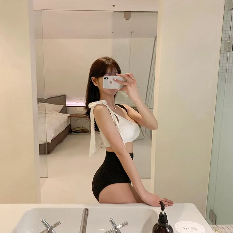 Patchwork women swimsuit Korea style sexy one piece swimsuit cut out bodysuit beachwear hot spring swimwear one piece swimsuit