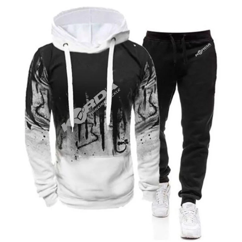 Korda Inspired Tribute 2023 Men's New Printing Gradient Color Set Casual Comfortable Sporting Pullover Hoodie + Trousers Suits
