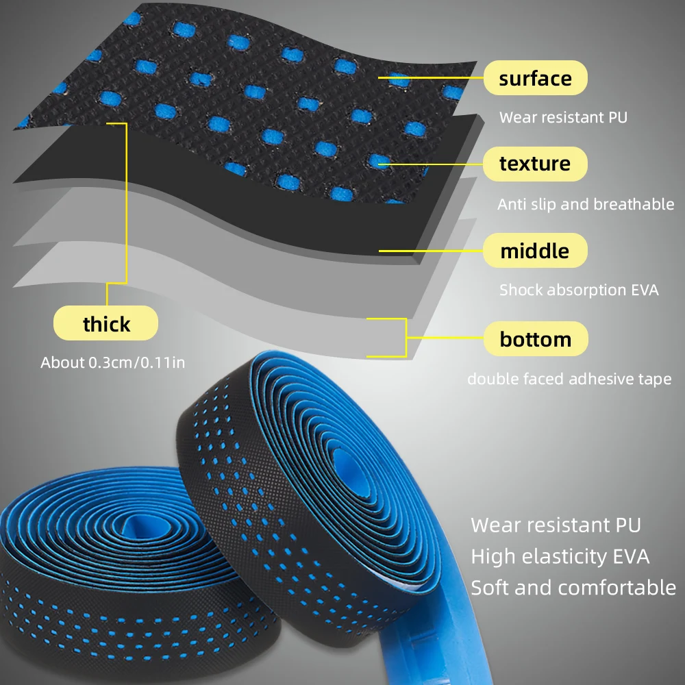 MOTSUV Road Bike Handlebar Tapes Shock-Absorbing Cycling PU EVA Anti-slip Bar Tape Wear-Resistant Bicycle Strap Bike Accessories