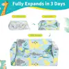 2-in-1 Kids Couch Toddler Chair Foldable Glow in Dark Sofa Recliner Indoor Play Nap Dinosaur Design 5