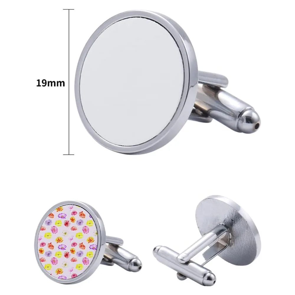 5Pair Metal Sublimation Cufflink Blanks Thermal Transfer Cuff Buttons Shirt Cuff Links Men's Wedding DIY Jewelry Accessories