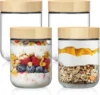 Glass jars with Airtight Lids Oats Containers with Bamboo Lids Wide mouth Mason Salad Glass Food Storage for Snacks Yogurt Spice 1
