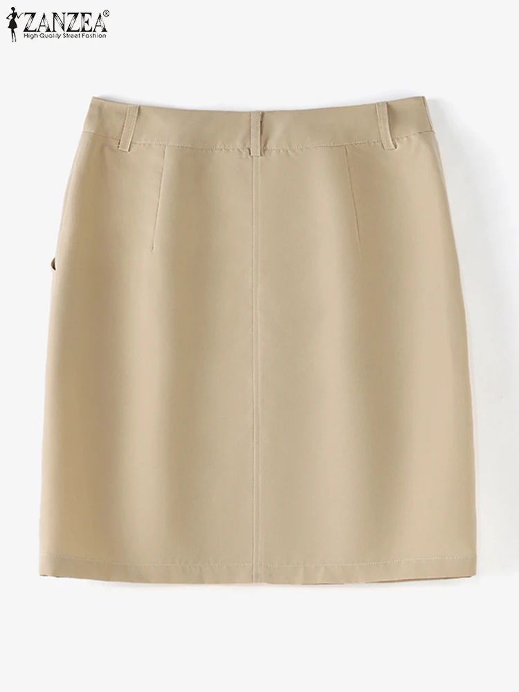 ZANZEA Women Fashion OL Pencil Skirts Elegant Commute Solid Color High Waist Mini Skirt 2024 Summer Casual Office Wear Jupes 5