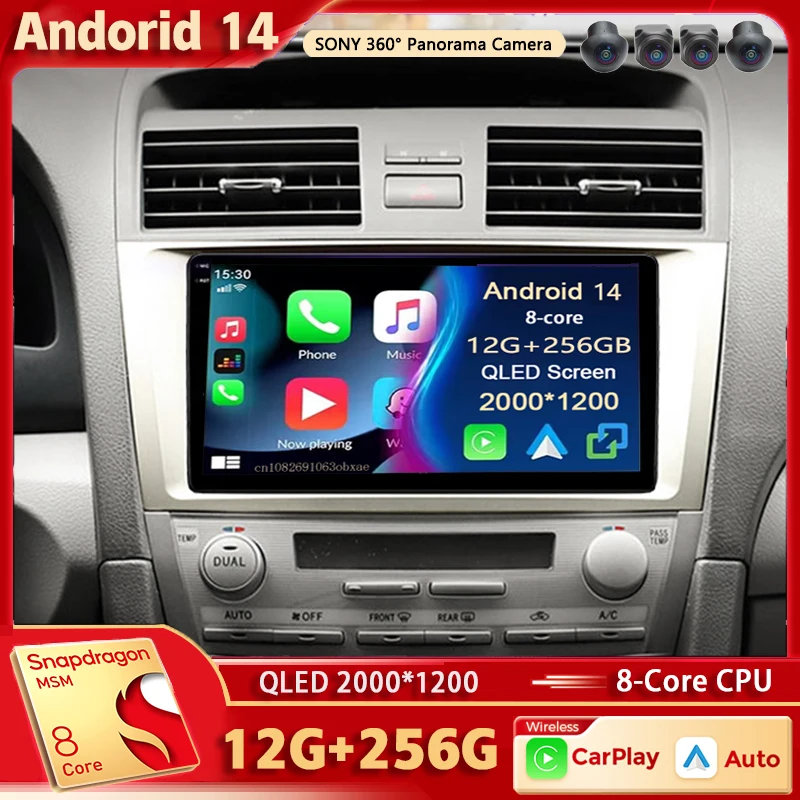 

Android 14 For Toyota Camry 6 XV 40 50 2006-2011 2K QLED Android Car Radio Multimedia Video Player BT AI Voice CarPlay 4G Stereo