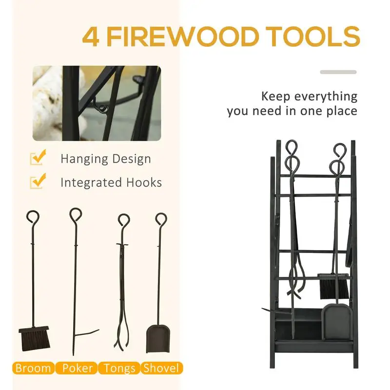 2-Tier Firewood Rack with Tools 3