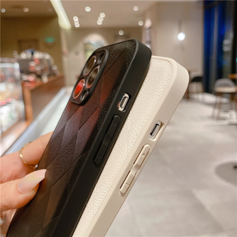 Korean Leather Texture Silicone Shockproof Case - Plain Original Design