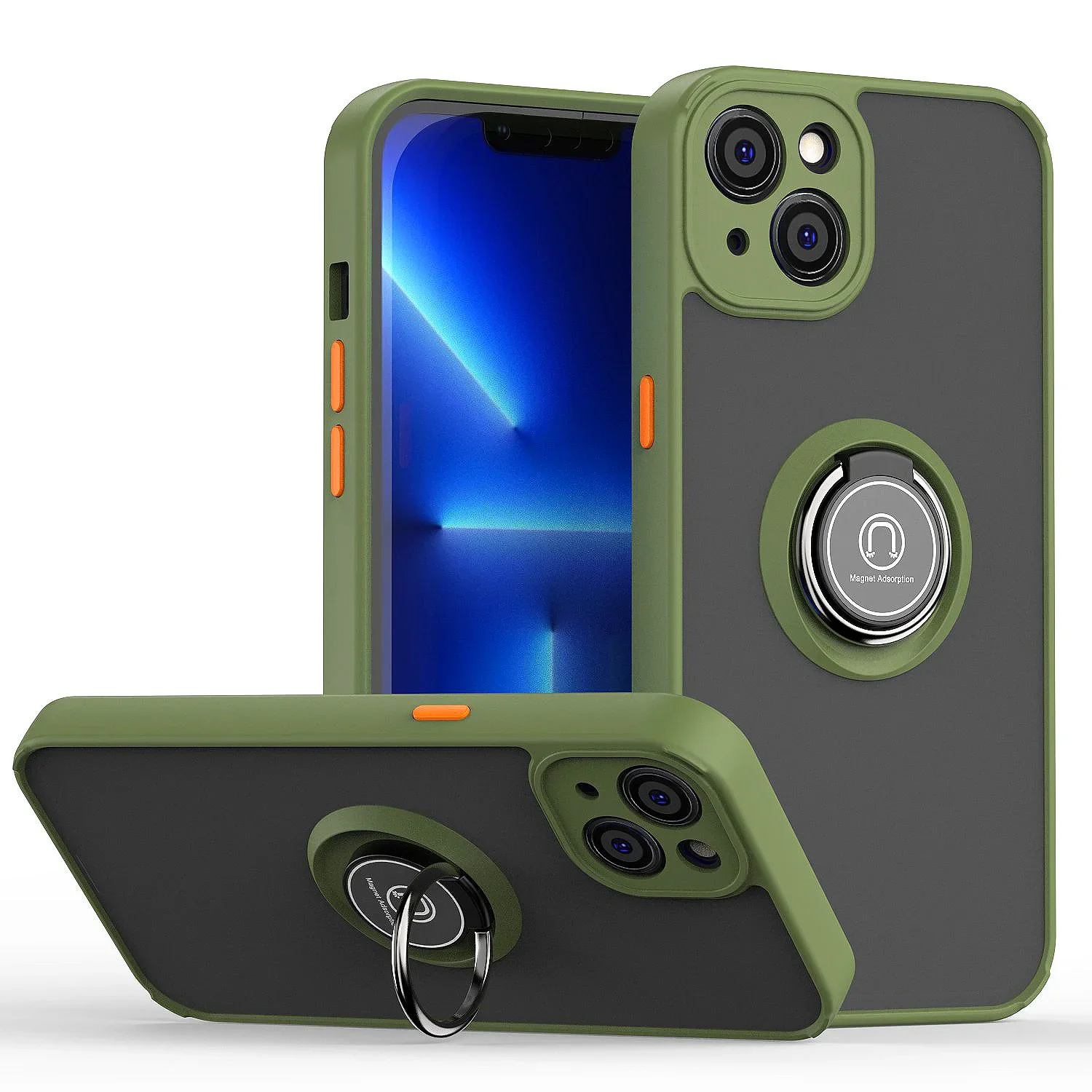 thumbnail image 1 of Luxury Camera Len Protection Case Coque For iPhone 15 Pro Max 14 13 12 11 X XS XR XS 7 8 Plus Ring Stand Holder Back Matte Cover, 1 of 5