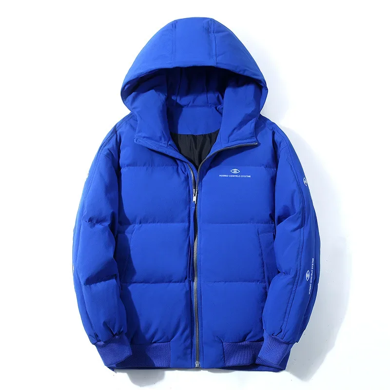Winter Down Jacket Men's Short Oversized Hooded Jacket with White Duck Down Thickened for Warmth