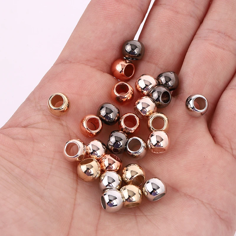 Cuentas de plástico ABS de 8mm para pulsera, abalorios de colores sólidos con agujeros grandes, accesorios para artesanal, 100 piezas|beads natural|bead wholesalebeads beads AliExpress