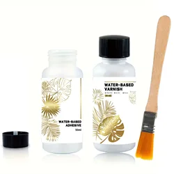 Golden Foil Adhesive Kit - Premium Water - Based Metallic Glue with Brush (100g whole set)