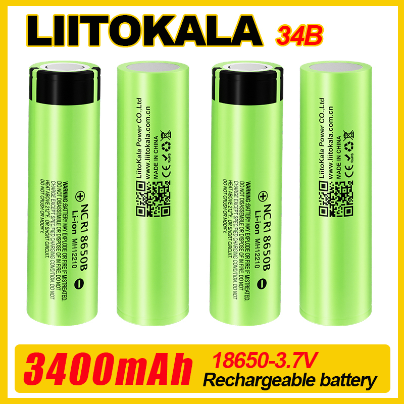 1-16pcs LiitoKala 34B 3400mah NCR18650B 3.7v 3500mah 18650 Lithium Rechargeable Battery Flashlight batteries