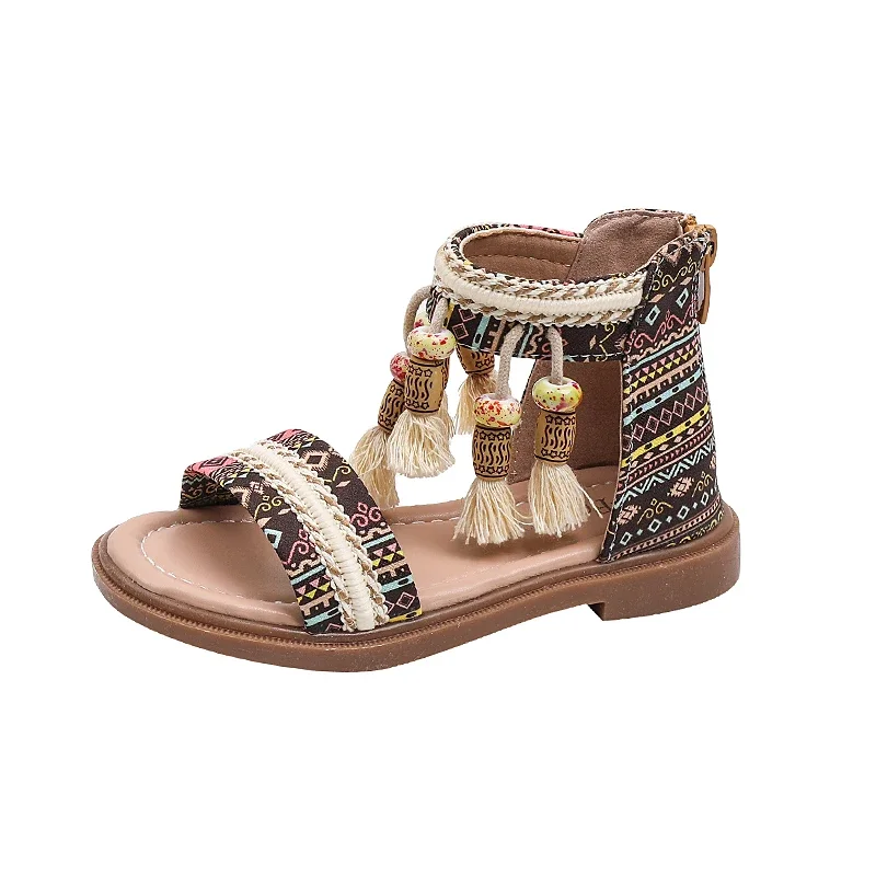 Girls' Gladiator Tassel Sandals 6