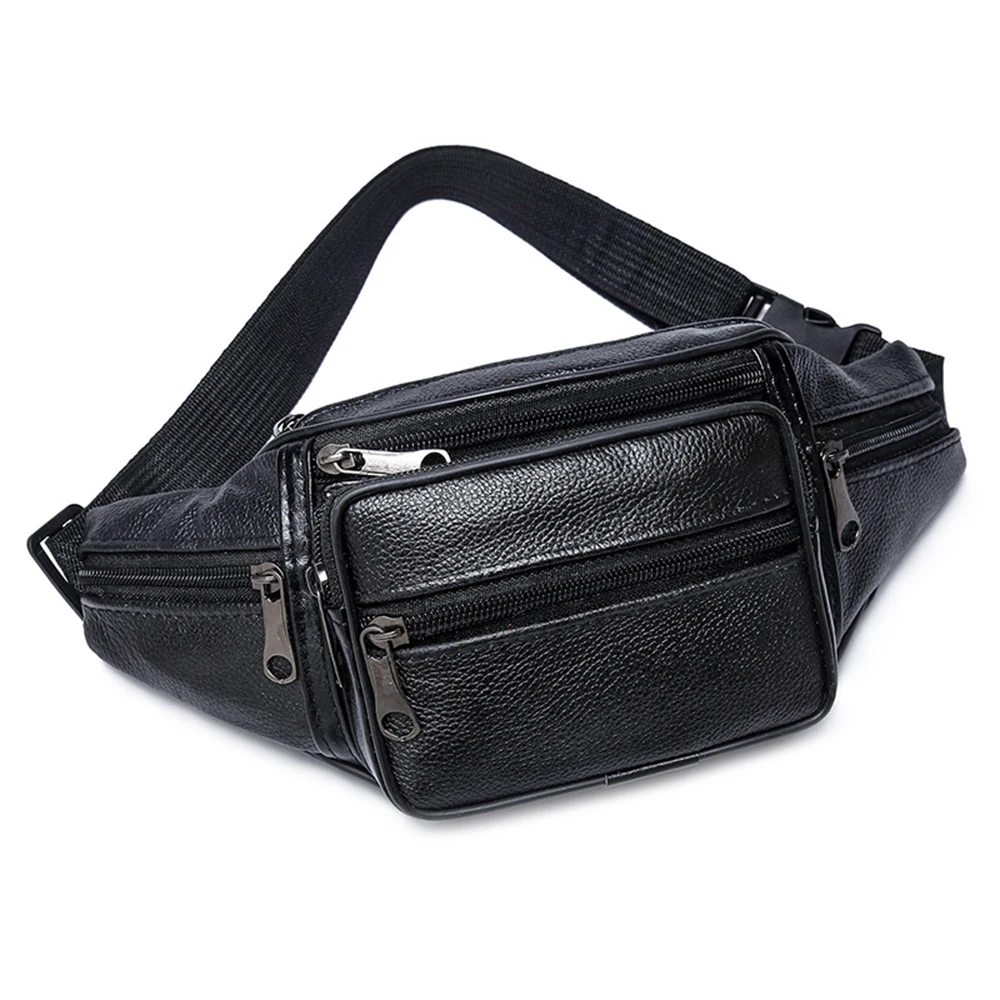 2024 Men\'s Waist Pack Genuine Leather Waist Belt Bag Male Artificial Leather Fanny Pack Fashion Luxury Small Shoulder Bags