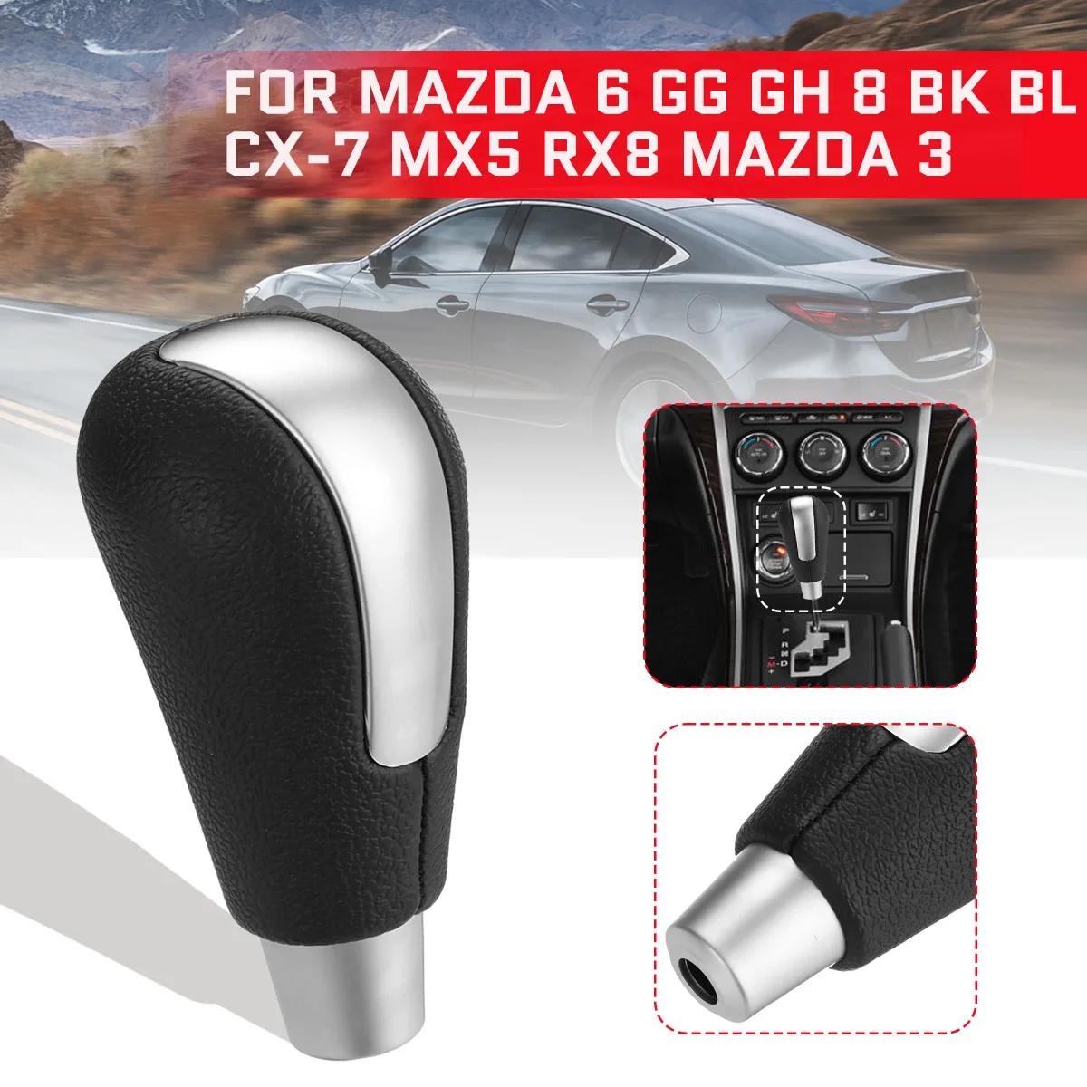 At Car Pomello Del Cambio Leva Del Cambio Per Mazda 6 Gg Gh Per Mazda 8 Cx-7 Mx5 Rx8 Mazda 3 Bk Bl Pu Leather Matte Chrome Black