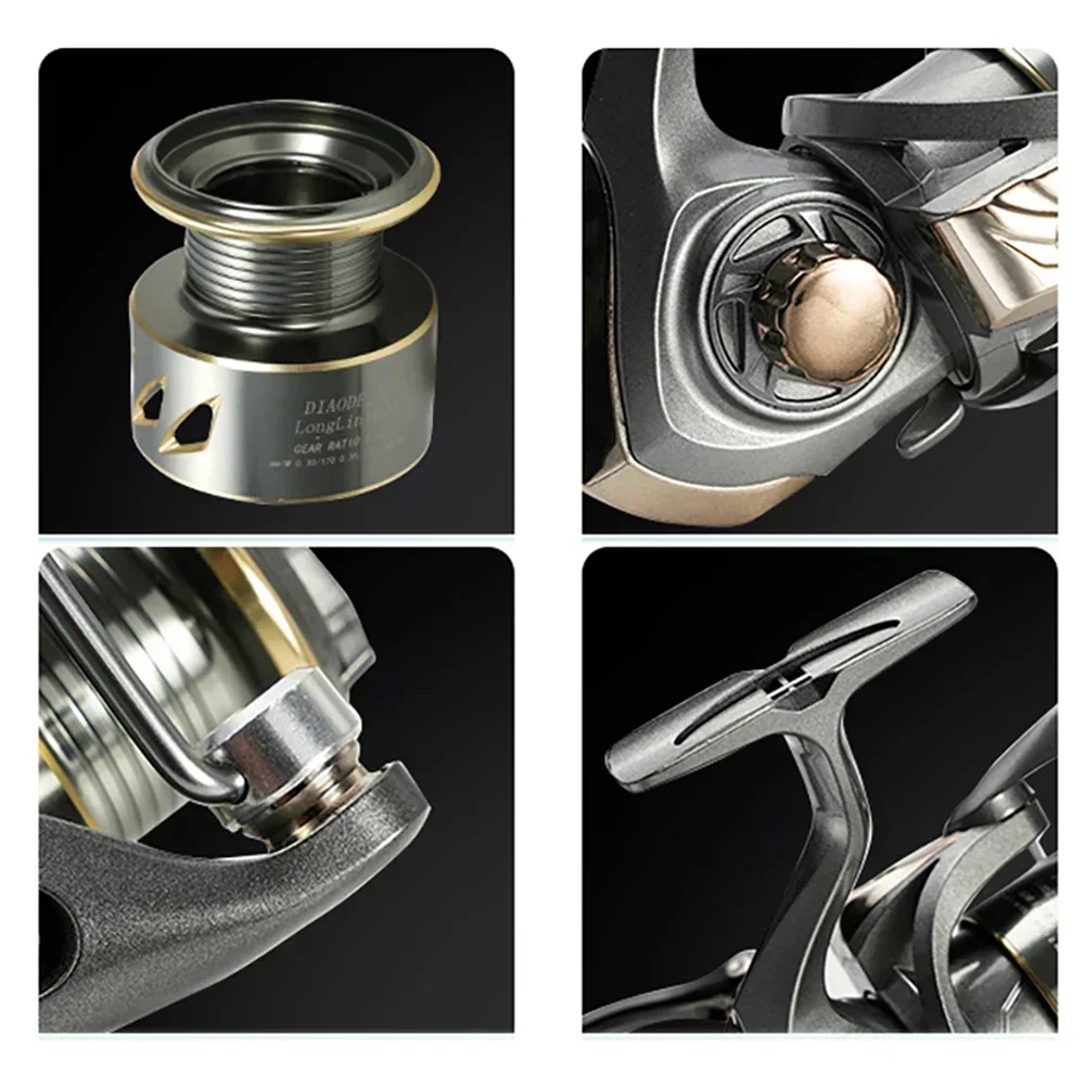 Lightweight Spinning Reel 2000 3000 4000 5000 6000 7000 Metal Wire Cup 5.2:1 Durable Fishing Tackle 10kg Max Drag for Bass Carp 5