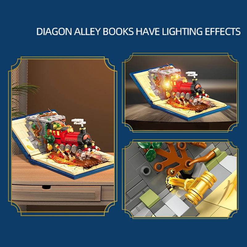 New Classic Movie Harry Potter Magic Train Book MOC Building Blocks Sets DIY Bricks Toys for Kids Children Adult 889pcs 2