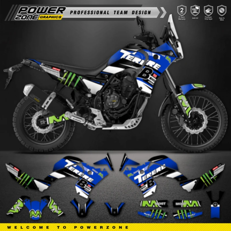 

PowerZone для пользовательской команды графические фоны наклейки Набор наклеек для YAMAHA TENERE T 700 2018-2022 наклейки 009