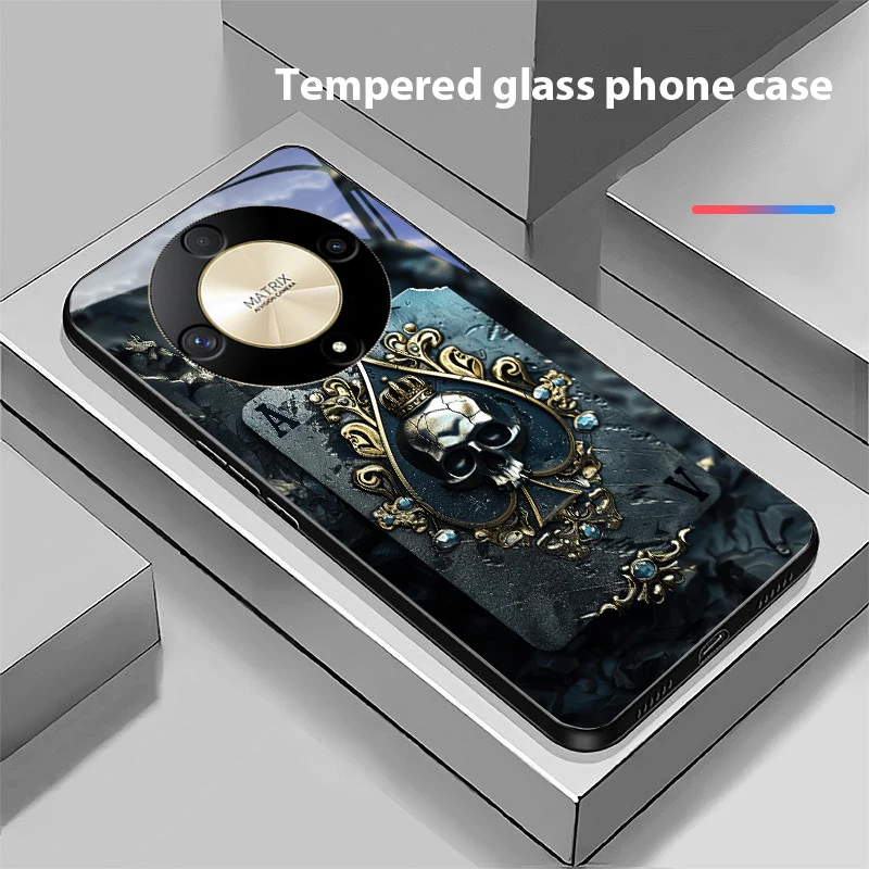 Skeleton Pendant Tempered Glass Phone Case