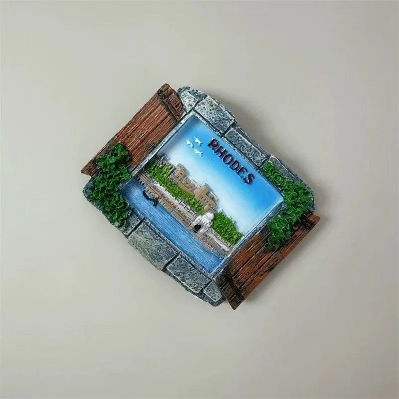 Greek tourist destination Rhodes Island creative three-dimensional handmade painted decorative crafts commemorative refrigerator