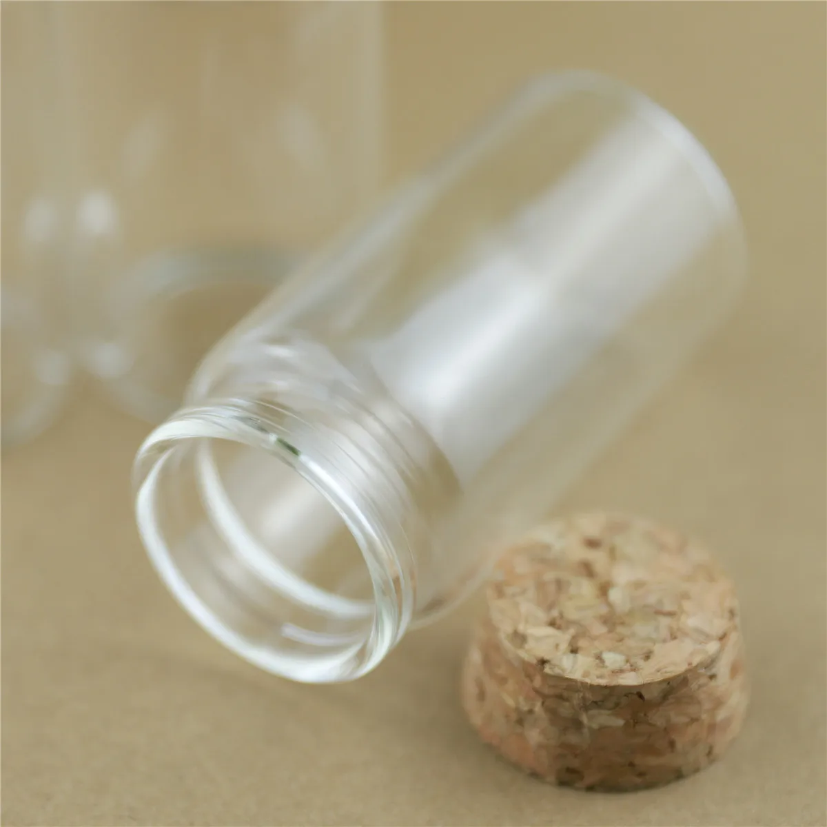 6 Pcs/lot  25*37*70mm 50ml Little Glass Bottle Stopper Dragees Glass Jars Storage for Spice Candy Containers Vials Test Tube 6