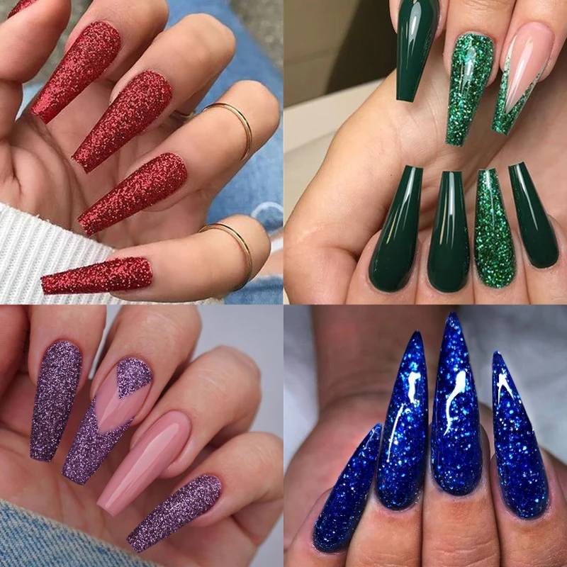 Nail Powder Nail Pigment Nail Glitter Nail Decoration Nail Decorations 10g Shiny Colorful Nail Glitter Powder Decoration Red Green Rose Gold Pigment Manicure Accessories Gel Nail Polish Supplies
