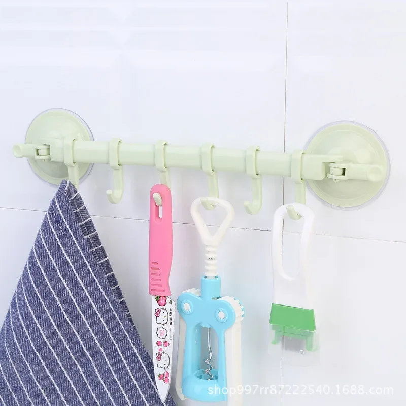 Adjustable 6 Hooks Double Suction Cup Towel Hanger Rack Hanging Shelves Holders Lock Type Sucker Bathroom Hook Organizer U3 multifunctional hooks,towel holder,suction cup hook