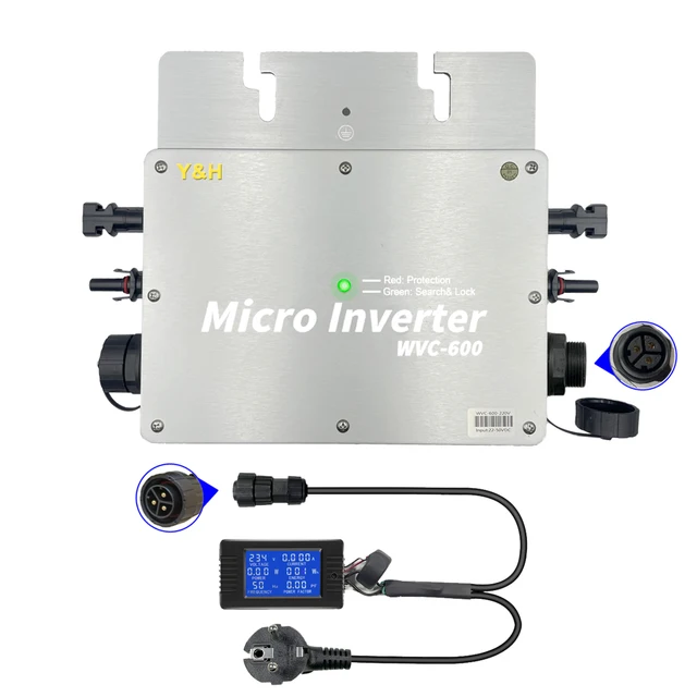 CNCEST Microinversor de 600 W, microinversor de rejilla solar, micro  inversor de lazo de rejilla solar, impermeable, IP65 DC54V, entrada  fotovoltaica