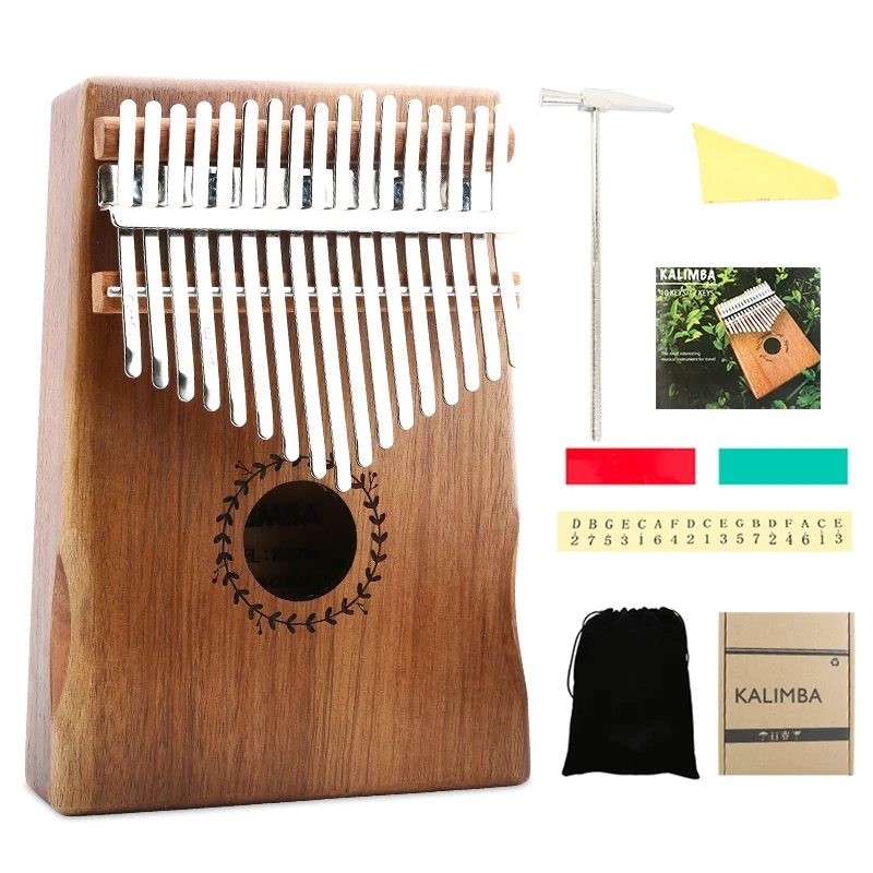 

Пианино для большого пальца Kalimba, 17 клавиш, 17 тонов, Деревянное пианино для большого пальца, инструмент из красного дерева с молотком для настройки
