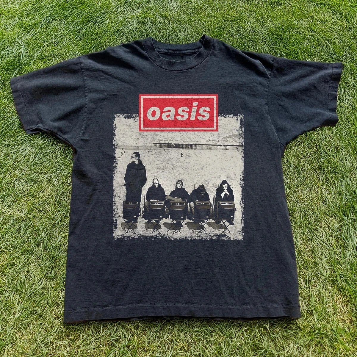 Herren Sommer Vintage Oasis T-Shirt aus Baumwolle und atmungsaktivem Material, Rundhals-Streetwear-Kurzarm-T-Shirt für Männer und Frauen