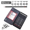 12pcs/set Drawing Pencil Pre-sharped Metal Box Packed 2H-8B Graphite Pencil Set for School Office Stationery Art Sketch Supplies