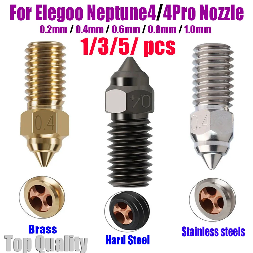 

For ELEGOO Neptune 4 CHT Nozzle High Speed cht Nozzles for Elegoo Neptune 4 pro 3D Printer Part 0.2 0.4 0.6 0.8 1.0mm 1/3/5pcs