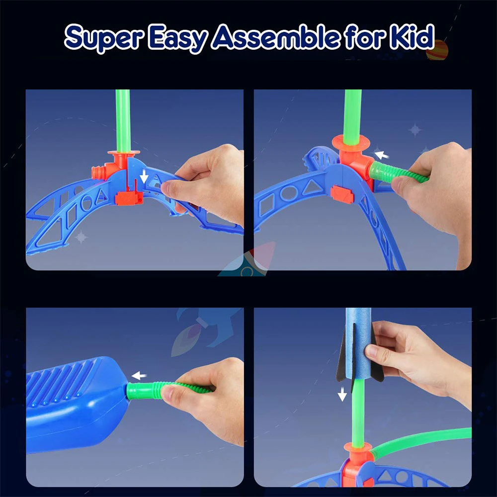 Kids Outdoor Rocket Foot Pump Outdoor Air Pressing Soaring Rocket Suit Jumps Air Powered Rocket Launcher Game Children Toy Gifts 5