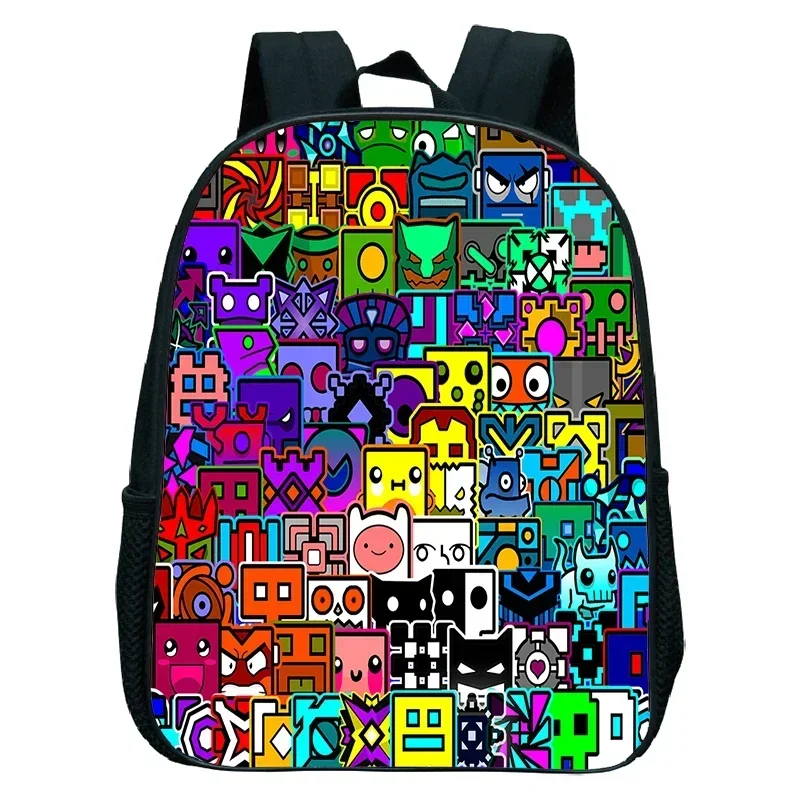 Angry Geometry Dash Kindergarten Backpacks Boys Girls Rucksack Anime Small Bookbag Kids Cartoon School Bags Children Backpack 6