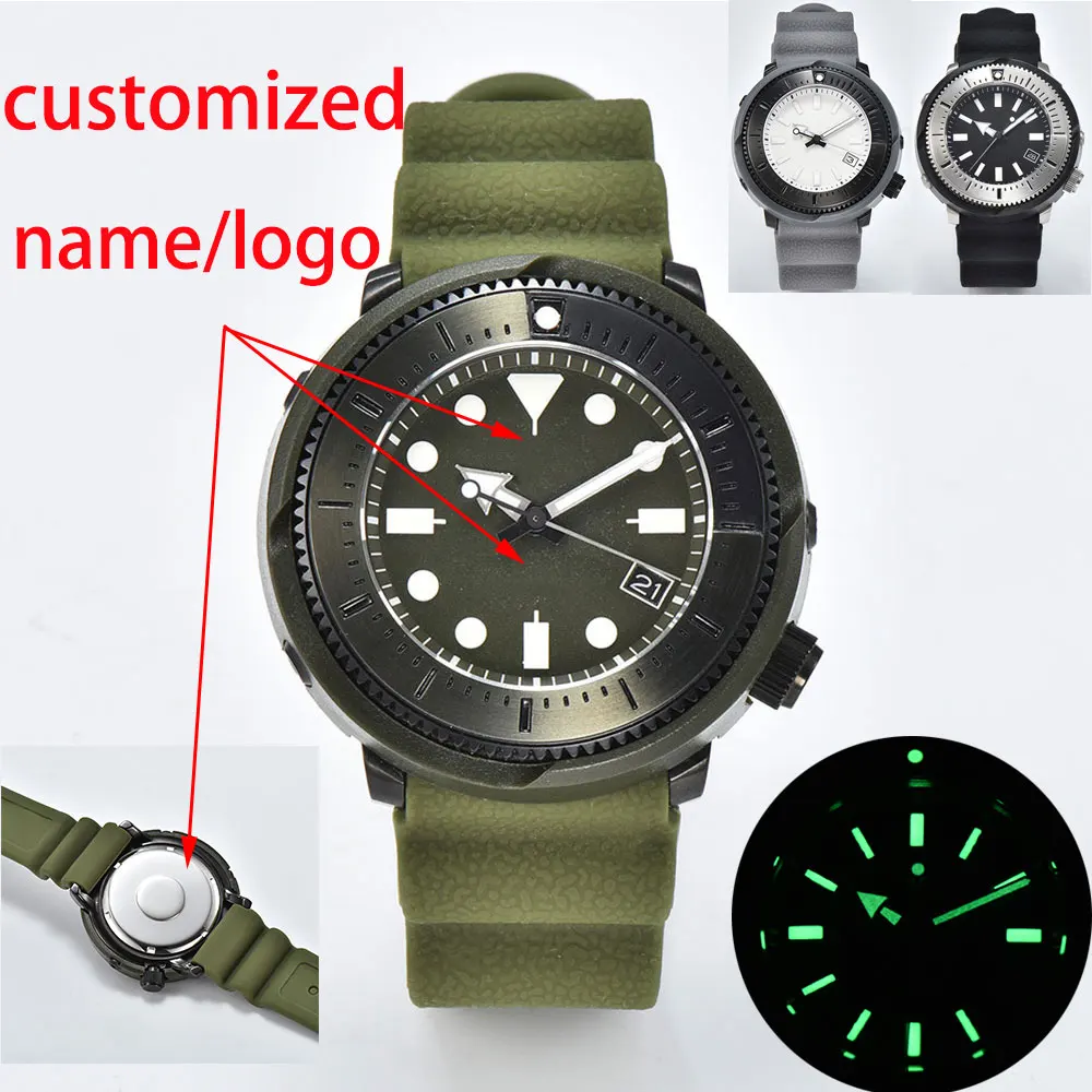 

45mm Canned Tuna Men's Watch Night Glow NH35 Movement 29.5mm Mod Sterile Dial Stainless Steel Waterproof Sapphire Glass Watch