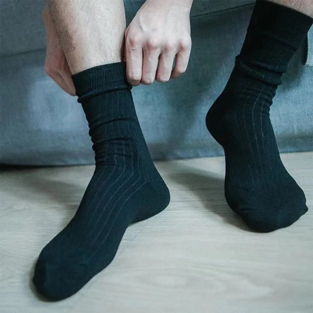 

1 Pair Men Dress Socks Cotton Solid Sports Athletic Work Stripe Casual Socks