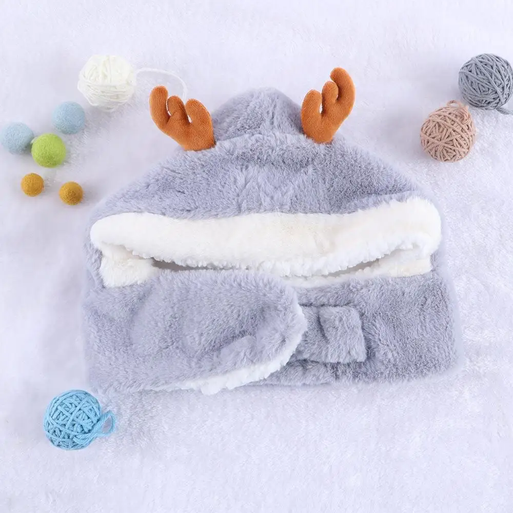 Unique Winter  Cashmere Solid Color Ear Protector Children  Hat Christmas  Hat With Scarf Korean Cap