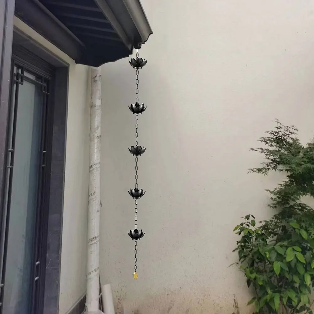 Lotus Rain Chain Decorative Rain Chain Outdoor Garden Hanging Rain Catcher Cups for Gutters Downspouts Outside
