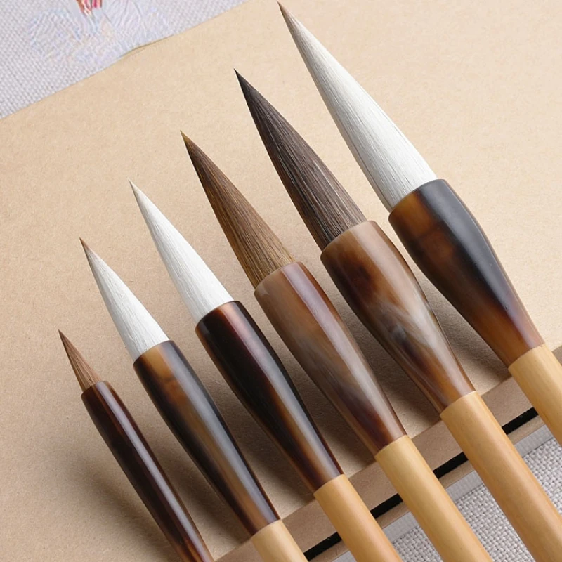 6pcs Calligraphy Brush High Grade Chinese Brush Pen Set Weasel Hair Chinese Landscape Painting Special Set Huzhou Ink