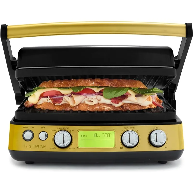 

GreenPan Elite 7-in-1 Multi-Function Contact Grill & Griddle, Healthy Ceramic Nonstick Aluminum, Grill & Waffle Plates